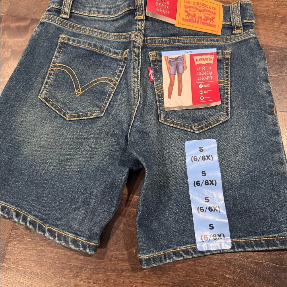 Kids Levi's‎ Dark Blue Denim Girlfriend Midi Shorts, Girls 6/6x NWT